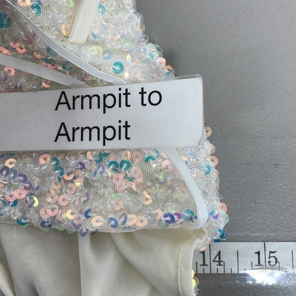 Mable Dress NWT Mini Sequin Sleeveless Scoop Neck Off White Pink Size Small - Picture 13 of 15